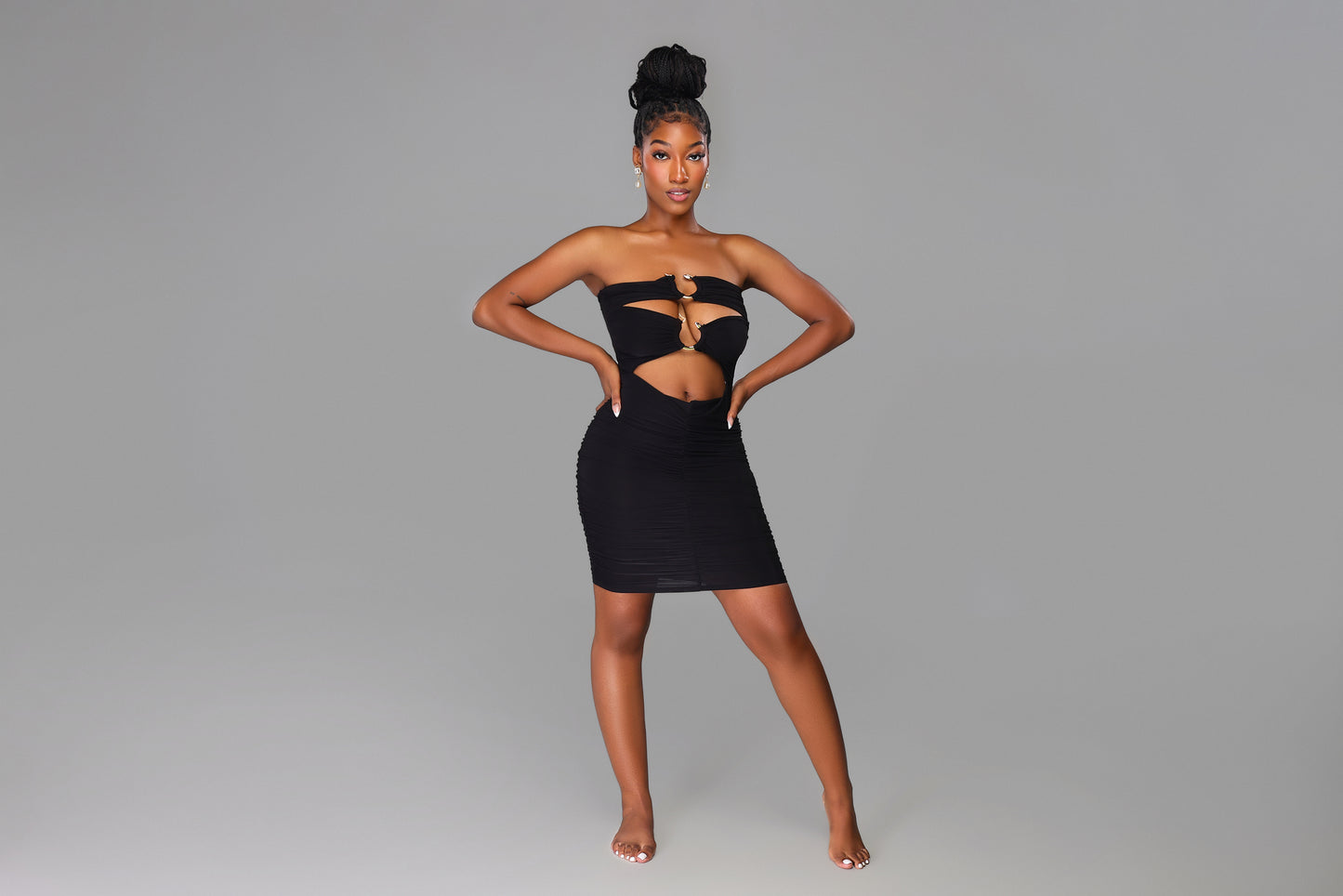 Black Triple Dragon midi dress