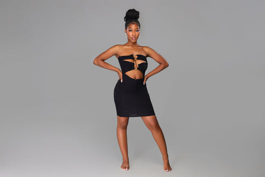 Black Triple Dragon midi dress