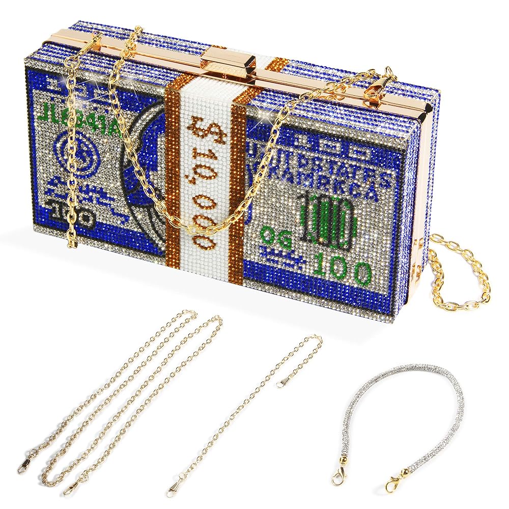 Blue Crystal Mula Box Clutch Purse