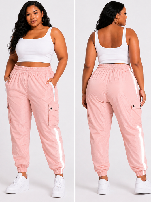 Pink Reflective Strip Jogger Pants