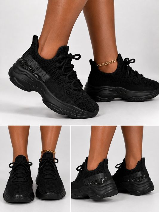 Black Rhinestone Stripe Sneaker