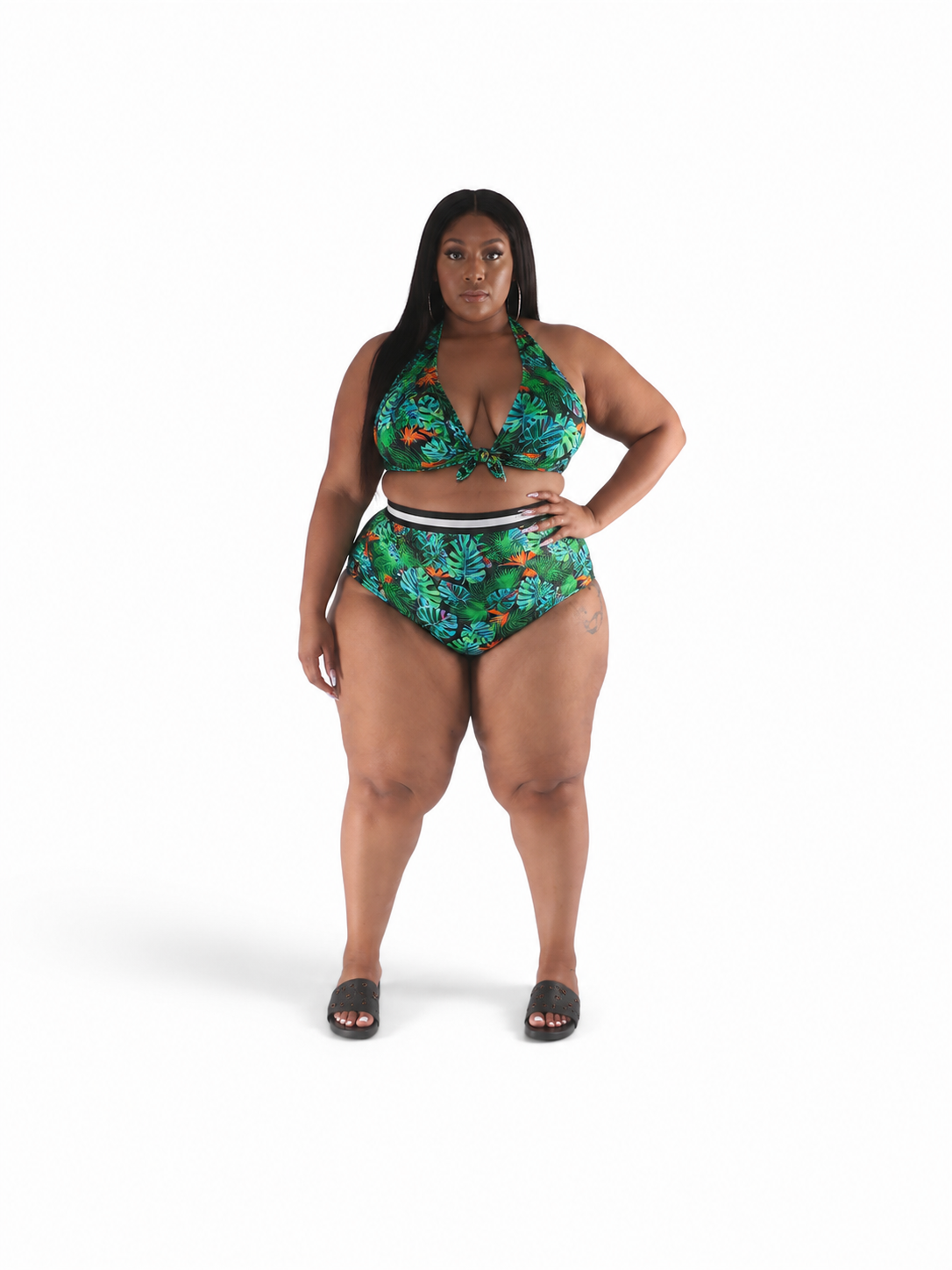 Green floral Two piece bikini