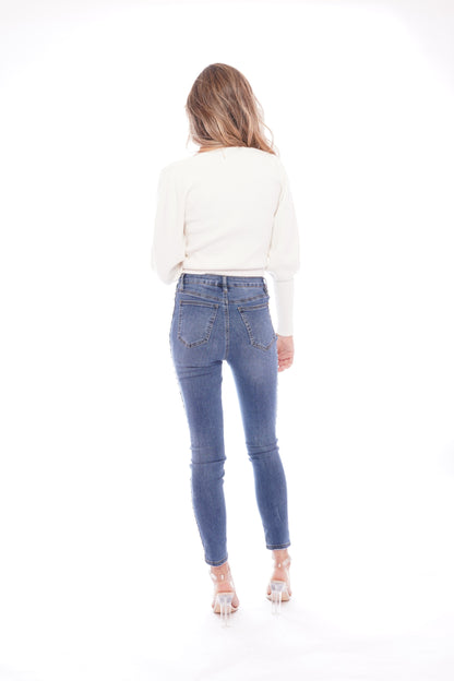 White Slouch Ribbed Crop Sweater