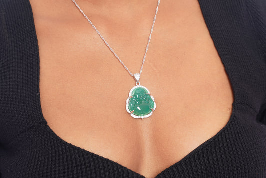 Jade Gold Crystal Buddha Necklace