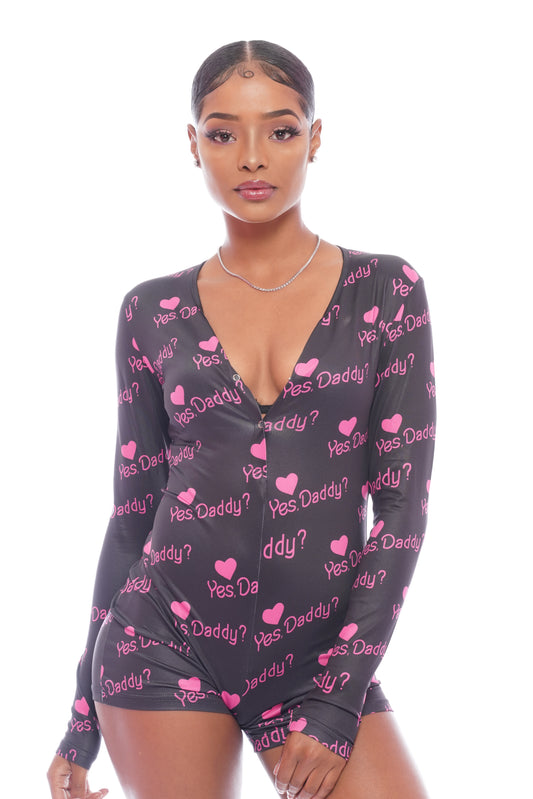Black Yes Daddy Long Sleeve Onesie