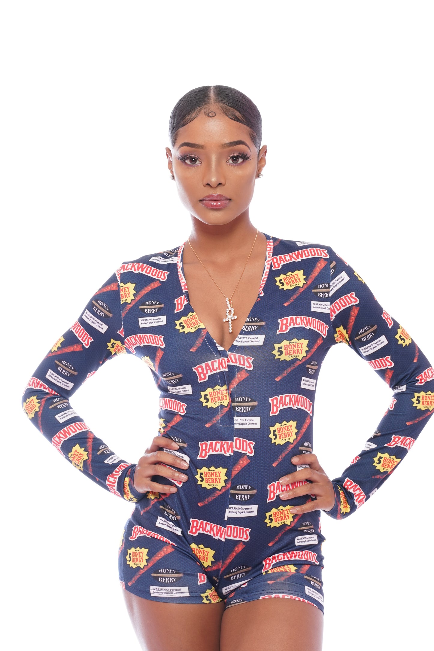 Navy Woodz Long Sleeve Onesie