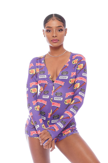 Purple Woodz Long Sleeve Onesie