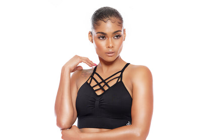 Black Strappy Workout Bra Top