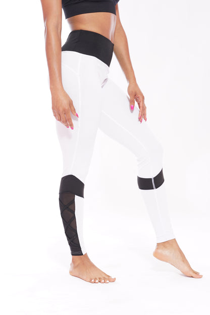 Black White Mesh Bow Leggings