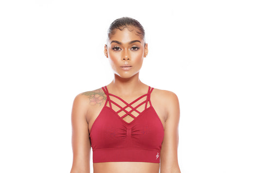 Crimson Strappy Workout Bra Top