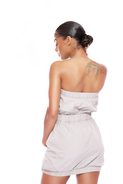 Gray Mesh Utility Pocket Dress