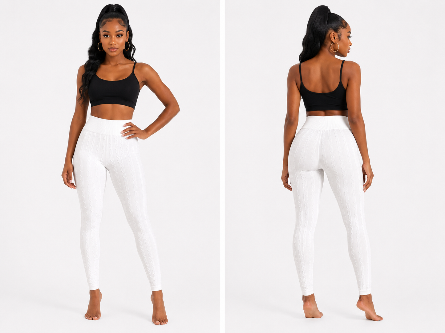 White Cable Knit Leggings