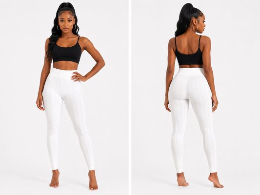 White Cable Knit Leggings