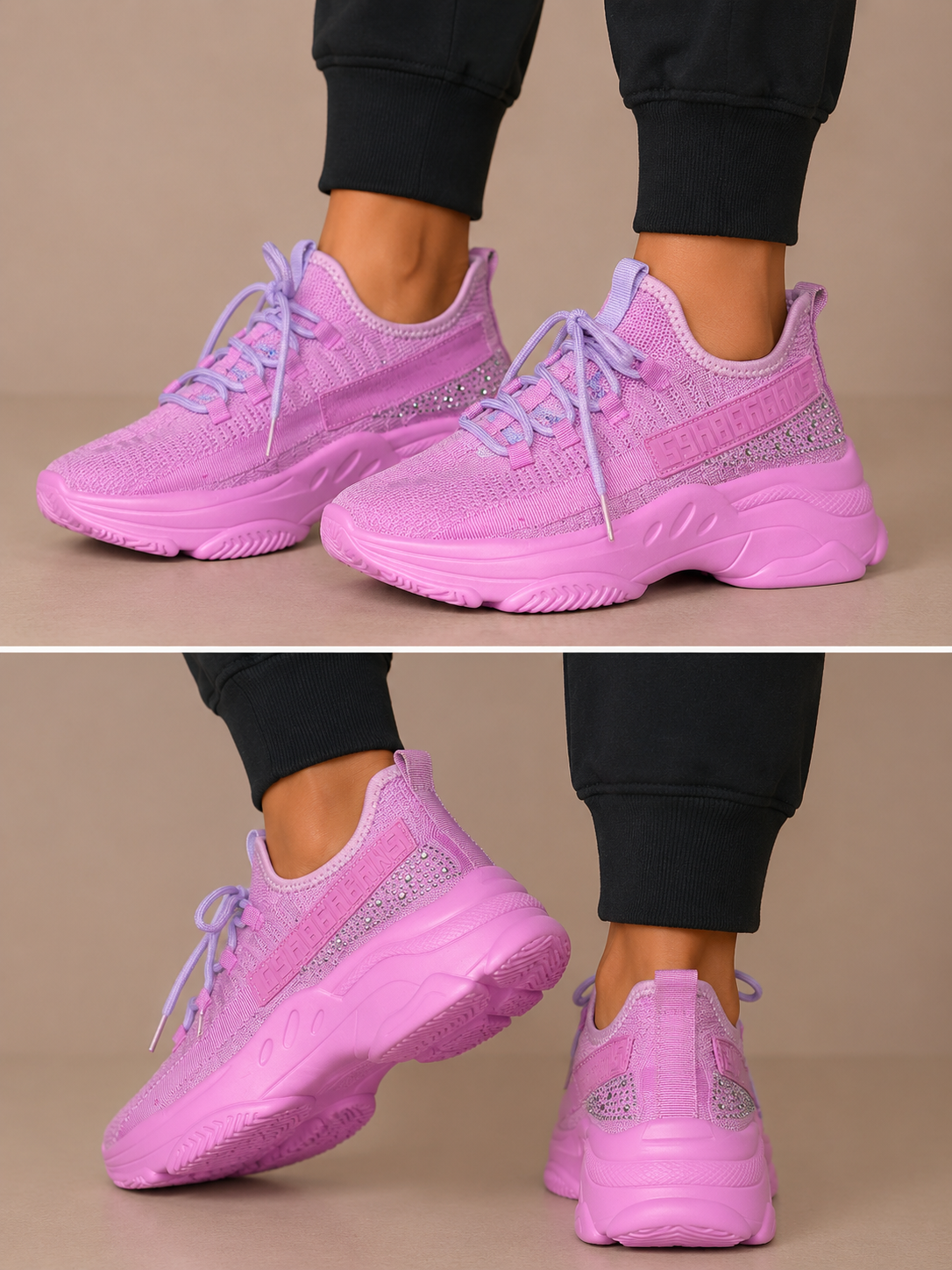Pink Rhinestone Stripe Sneaker