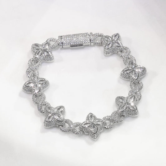 Silver Flower Crystal Bracelet