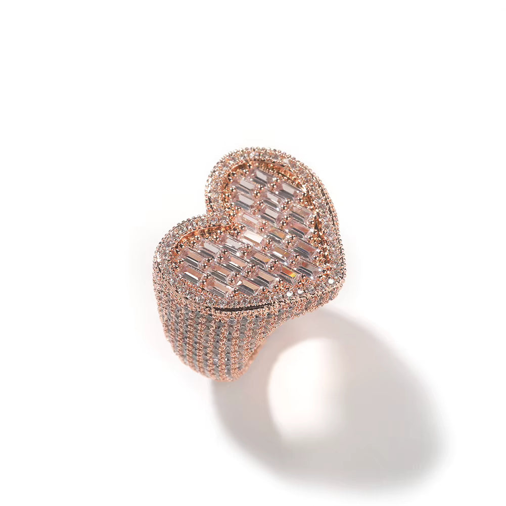 Rose Gold Heart Baguette Ring