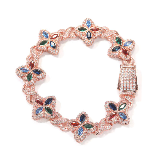 Rose Gold Multi color Flower Crystal Bracelet