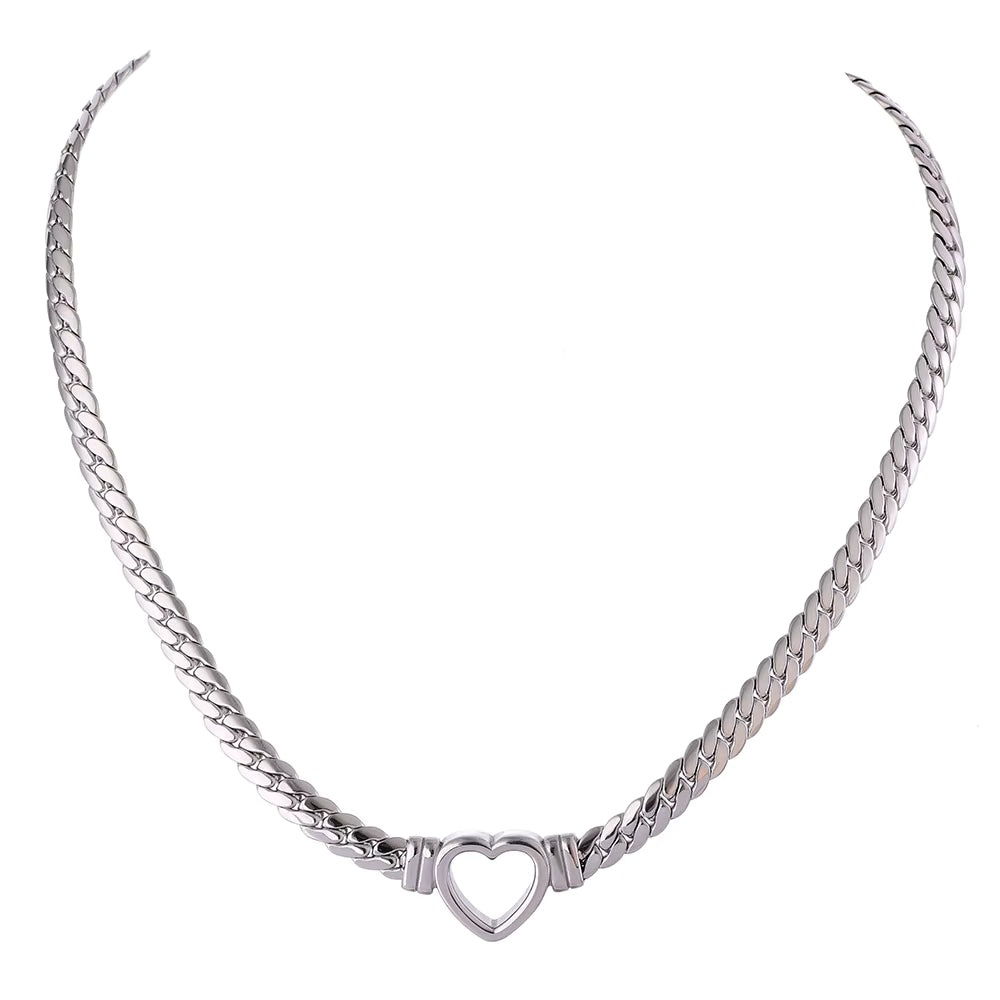 Silver Cuban Heart Necklace