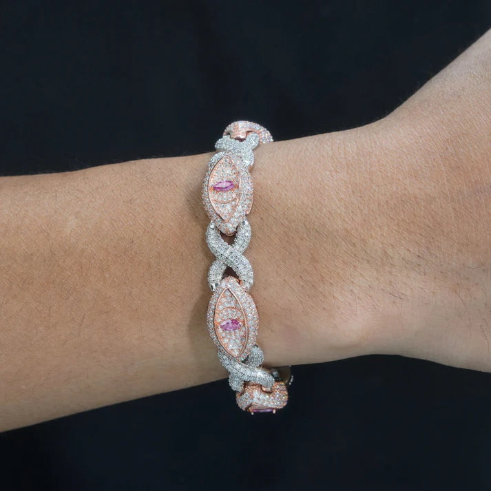 Silver Cuban Link Evil Eye Bracelet