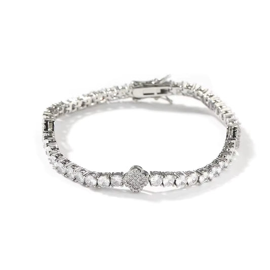 Silver Small Clover Tennis Bracelet