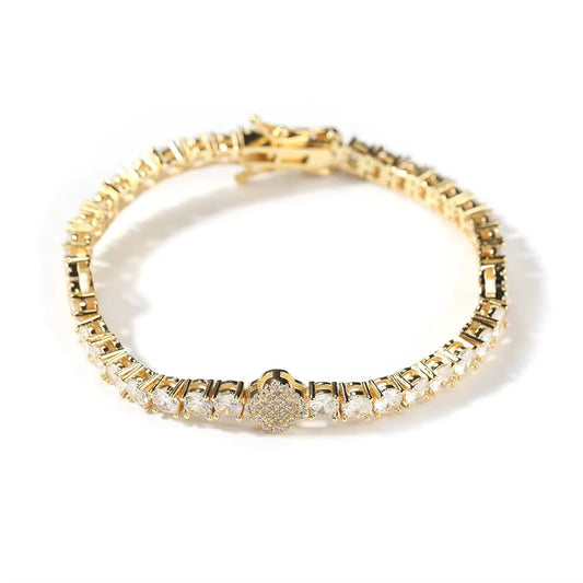 Gold Small Clover Tennis Bracelet