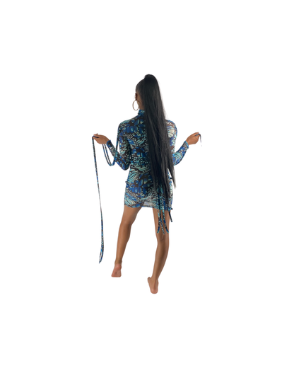 Blue Butterfly Tassel Dress
