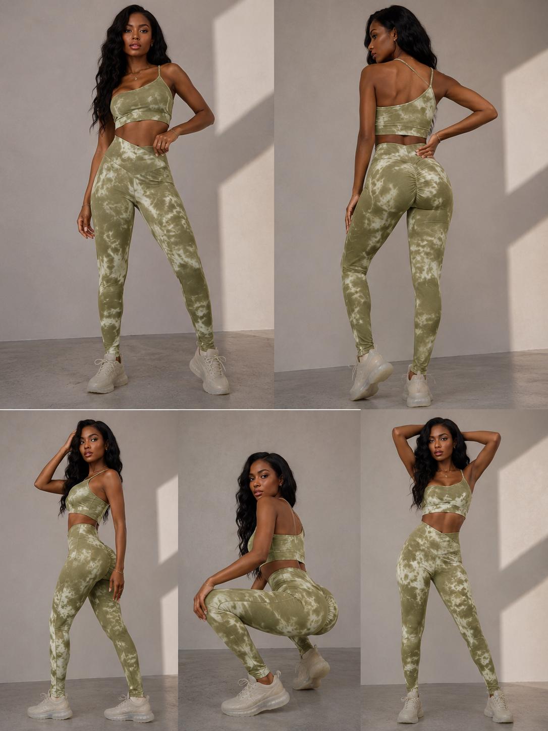 Green Tie Dye Runched workout set