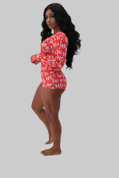 Red Ho Ho Long Sleeve Onesie