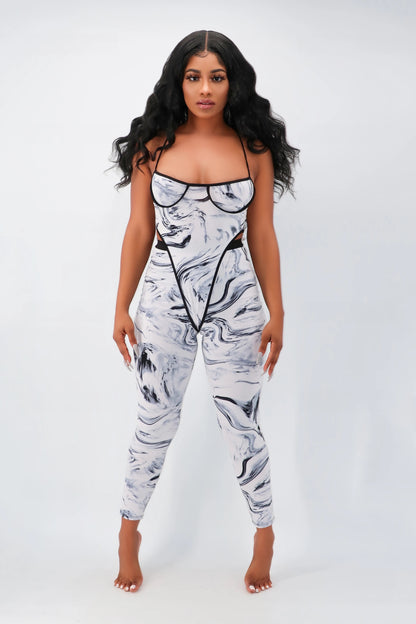 Mesh White Smoke Legging Set