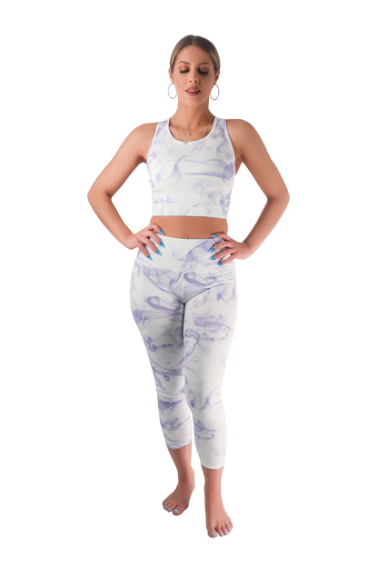 White Purple Smoke workout set