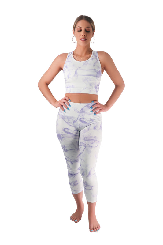 White Purple Smoke workout set