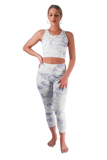 White Purple Smoke workout set