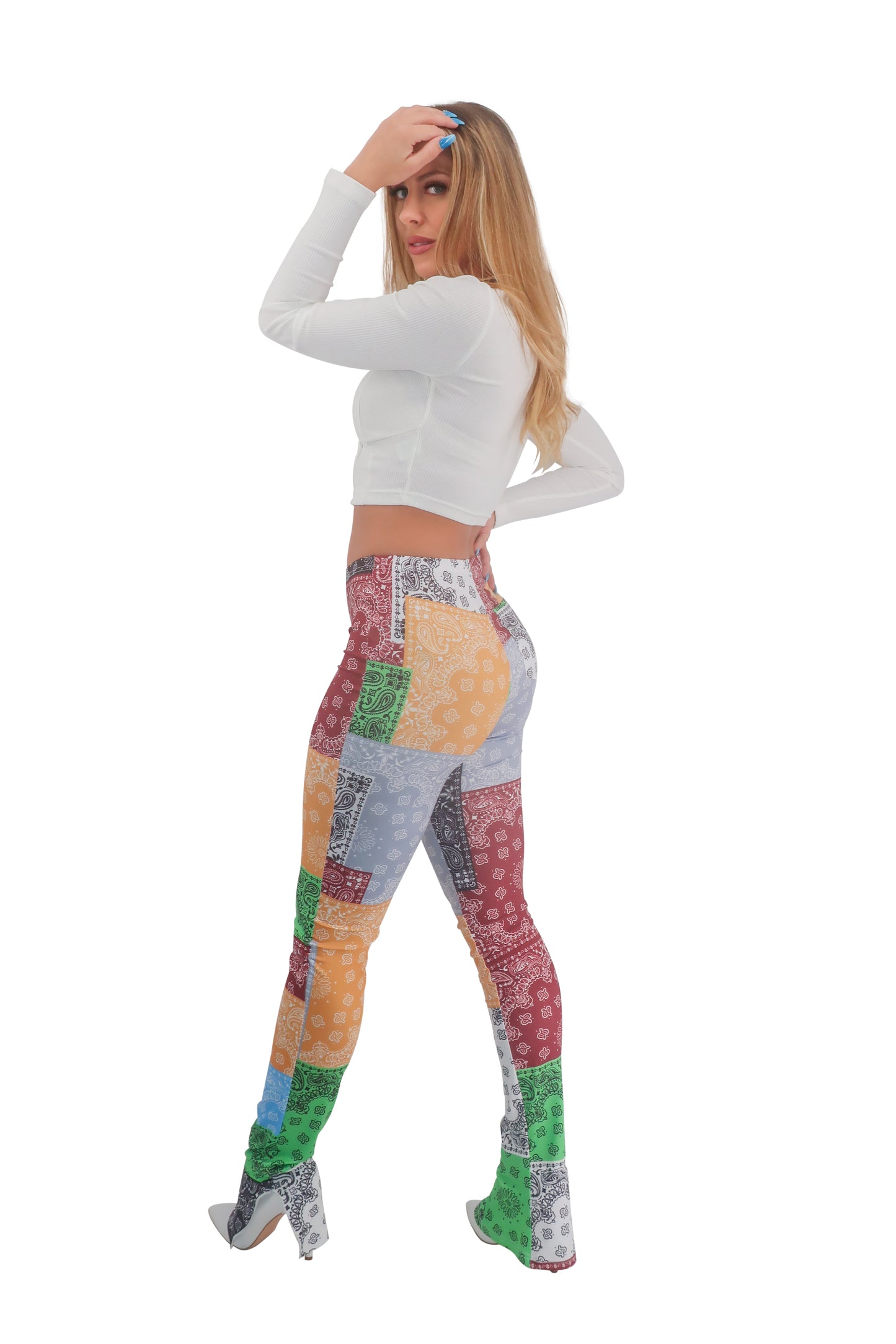 Side Lace up multicolored bandana Pants