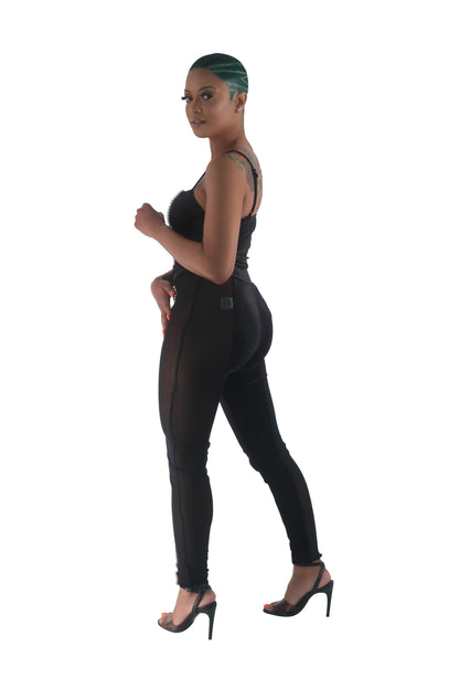 Black Mesh Pearl Pant Set