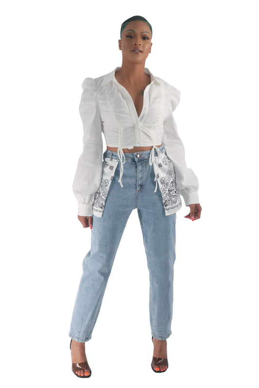 White Reverse Bandana Pocket Jean