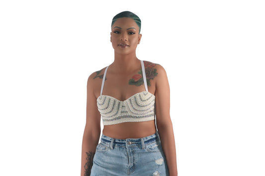 White Pearl Crystal Bra Top