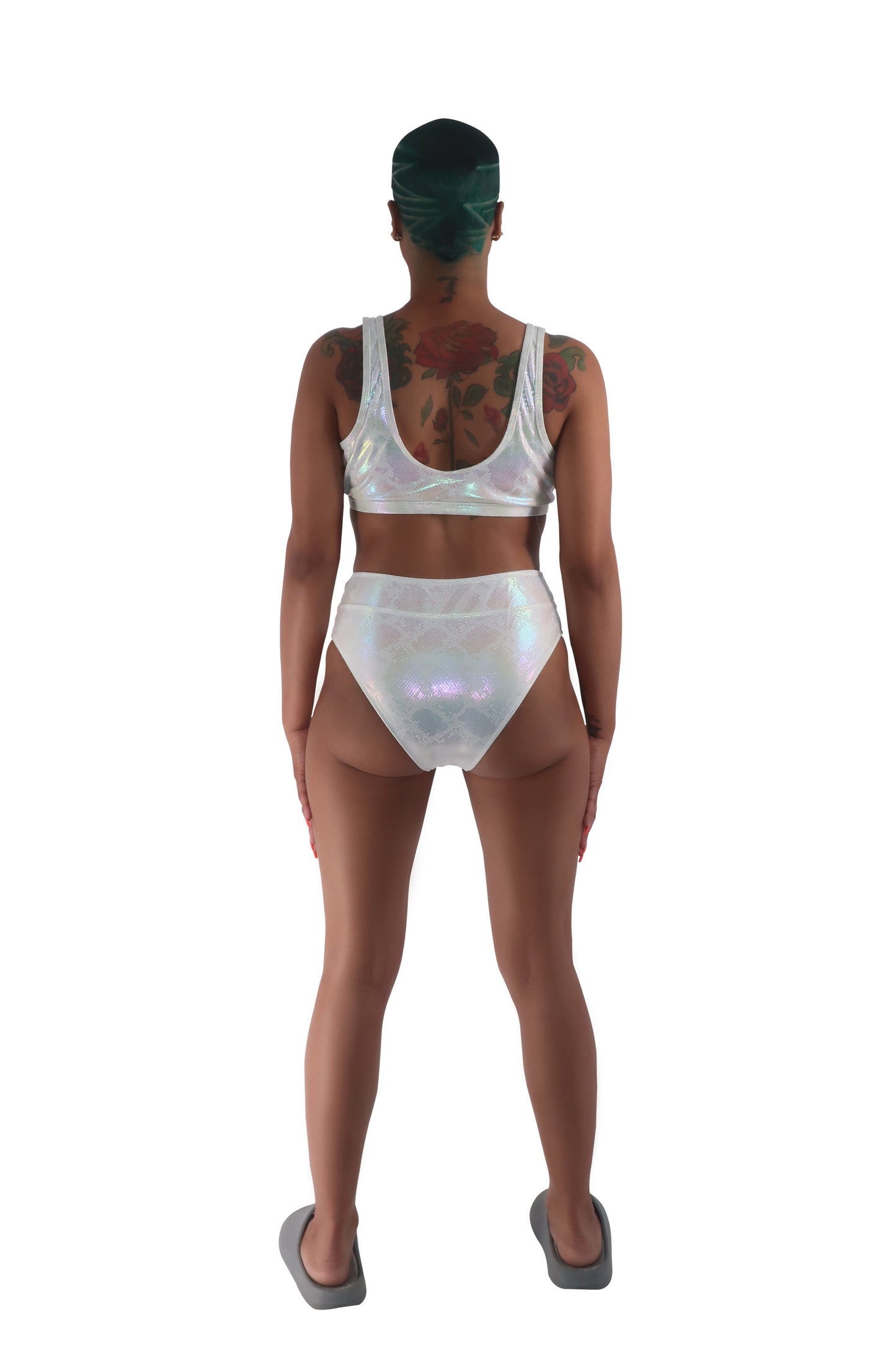 White High Waist Zipper Bikini