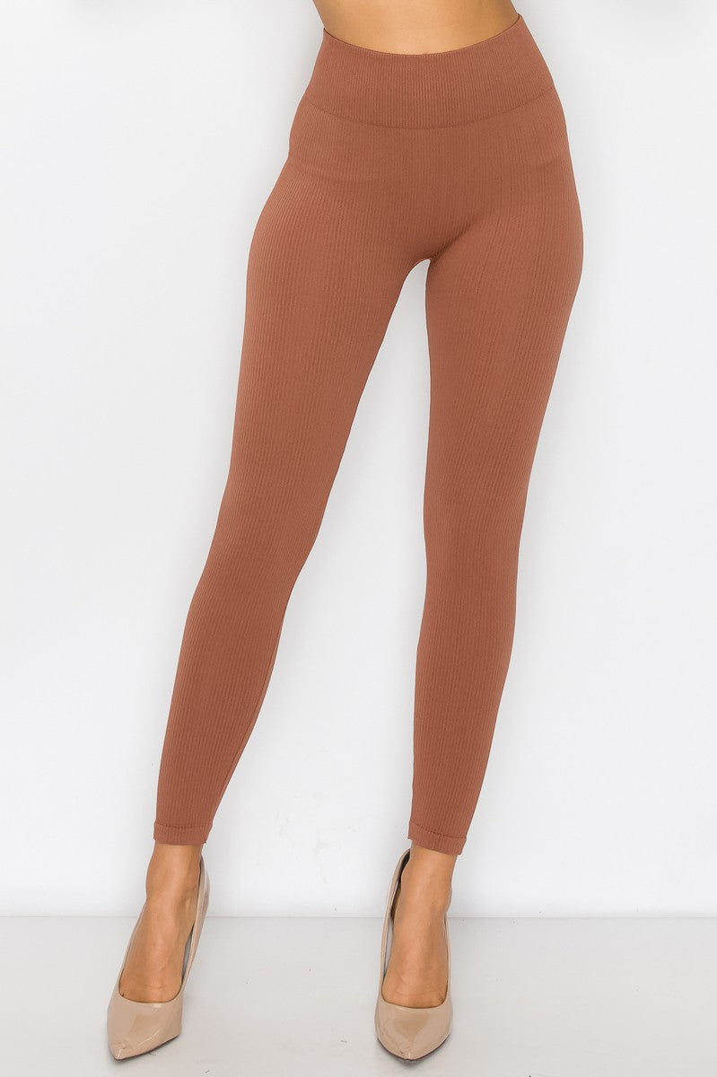 Coffee Ribbed Leggings