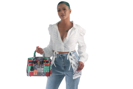 White Crop Runched Blouse