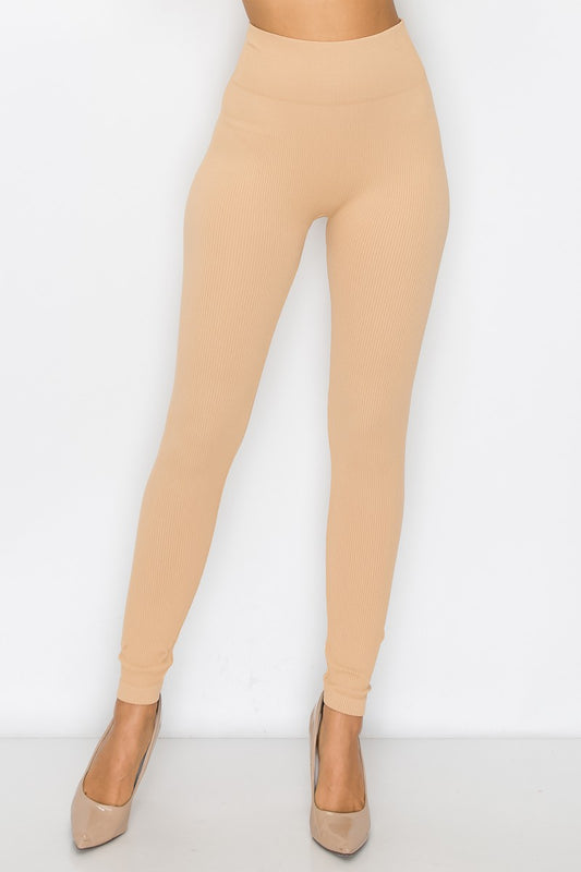 Tan Ribbed Leggings