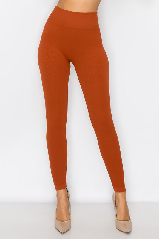 Rust Ribbed Leggings