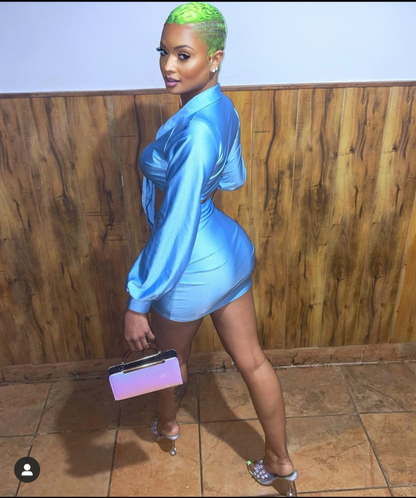 Blue Two Piece Skirt Set