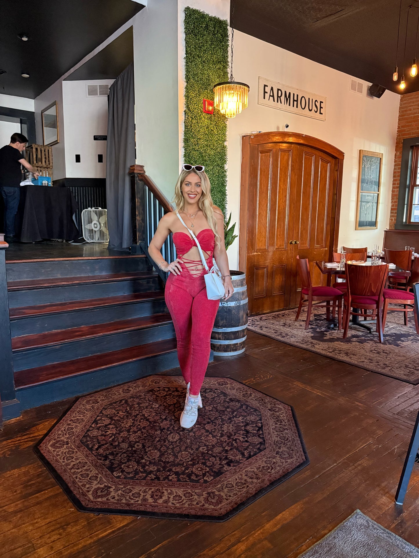 Red Acid Wash Verse Jumpsuit