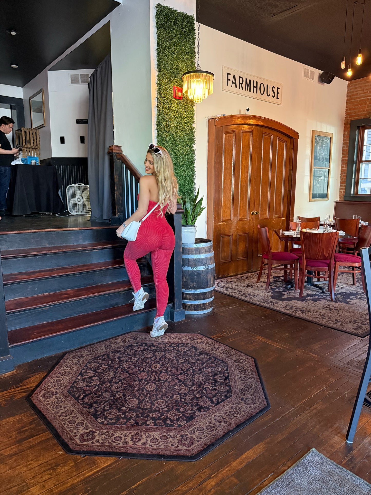 Red Acid Wash Verse Jumpsuit