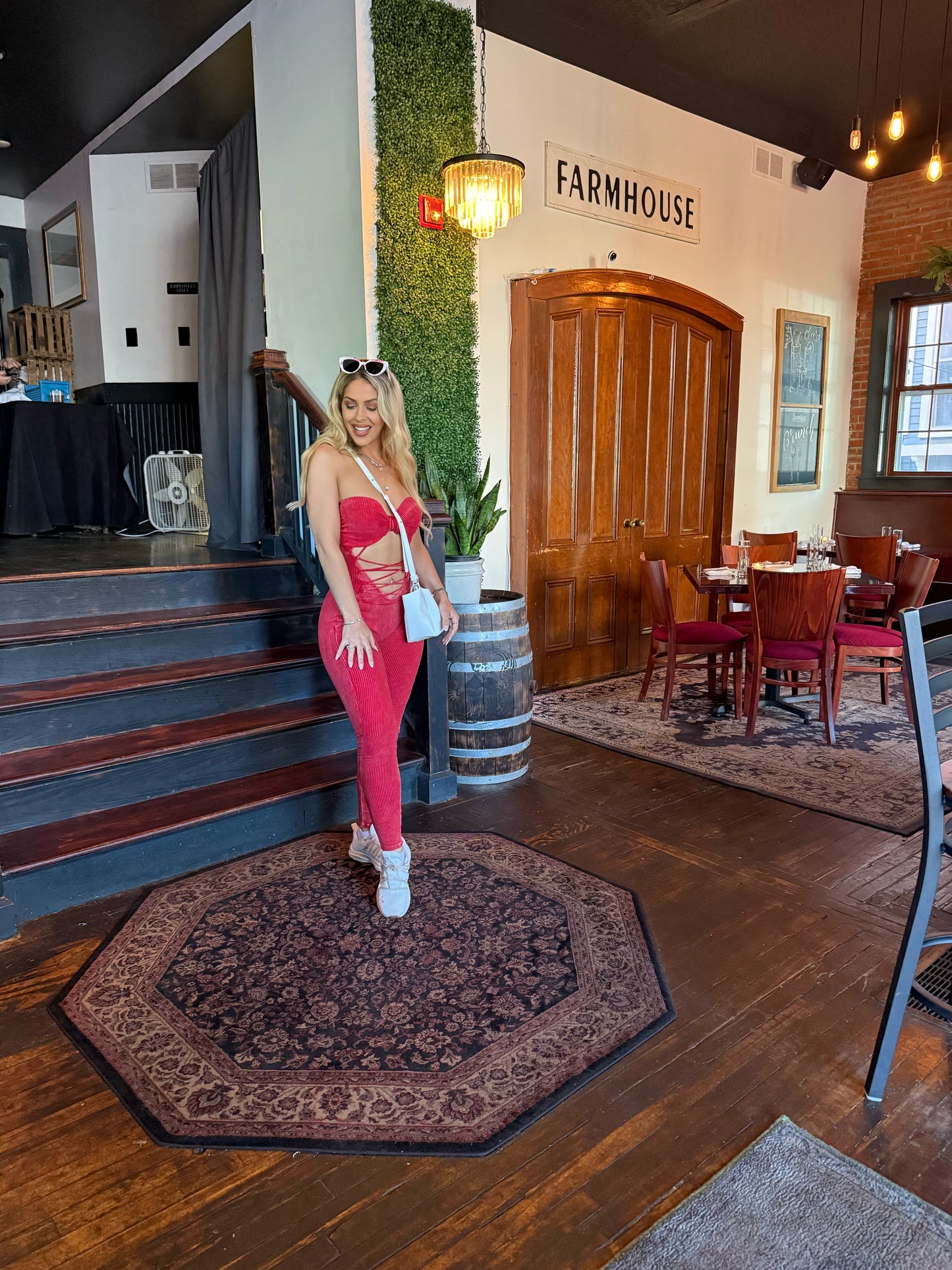 Red Acid Wash Verse Jumpsuit