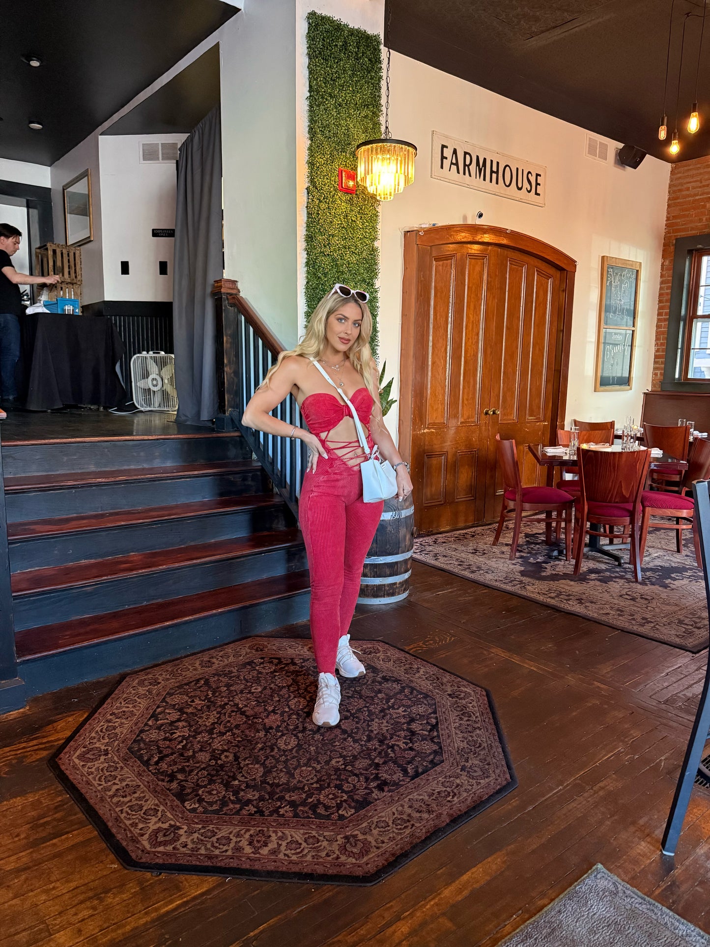 Red Acid Wash Verse Jumpsuit