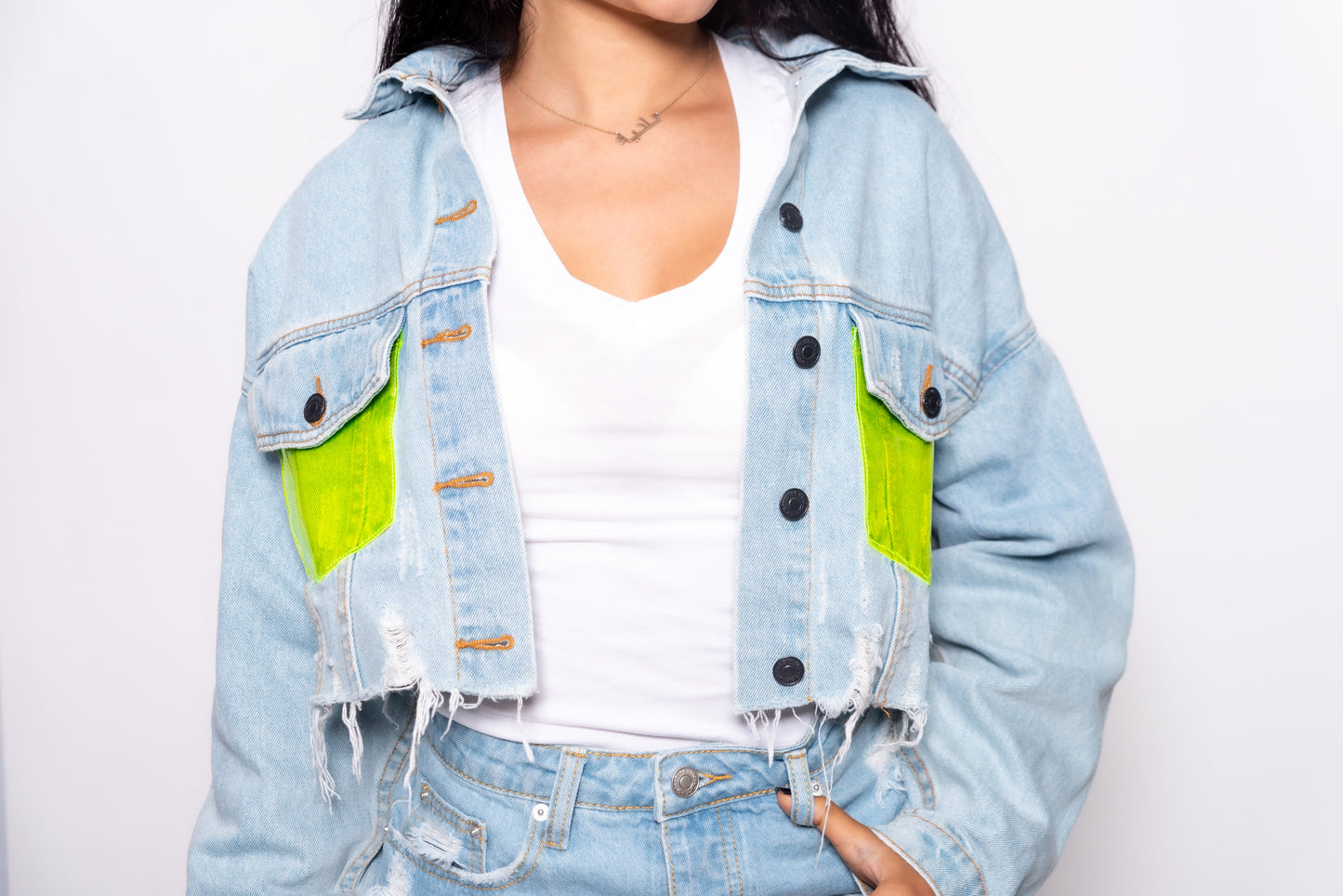 Denim Neon Pocket Jacket