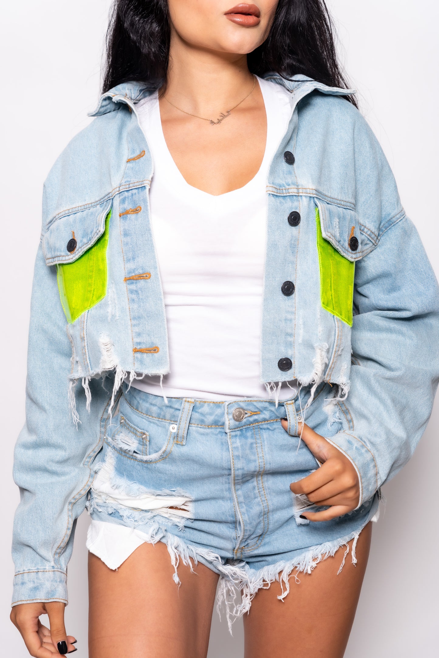 Denim Neon Pocket Jacket
