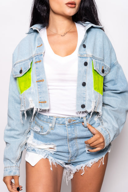 Denim Neon Pocket Jacket