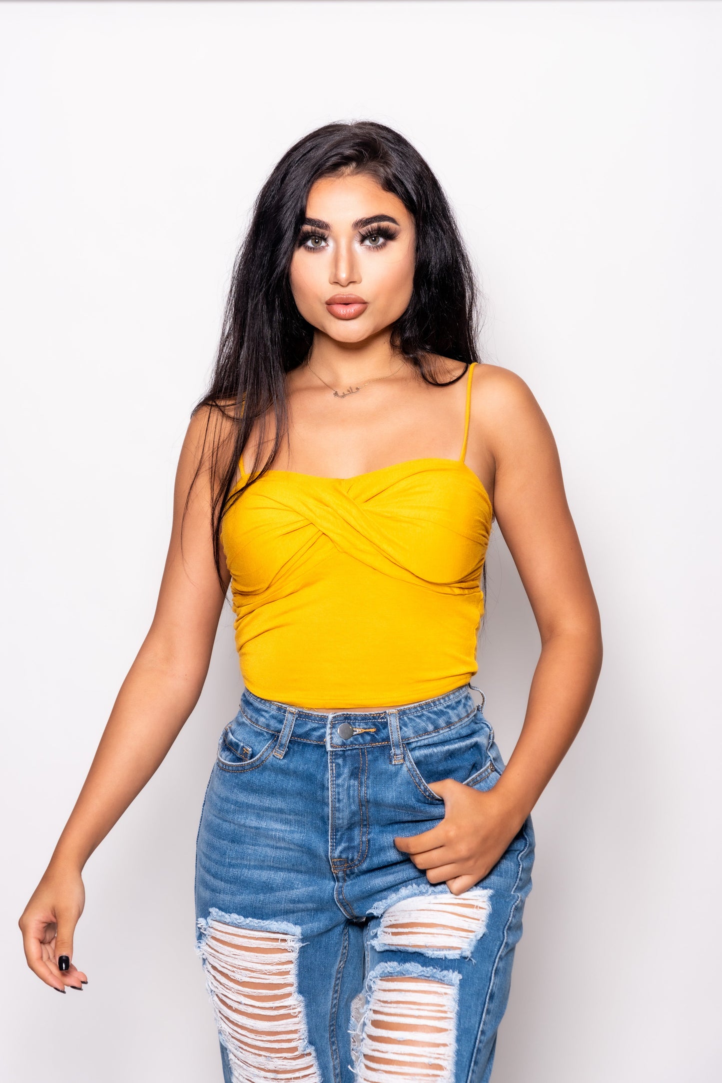 Yellow front twist Shirt